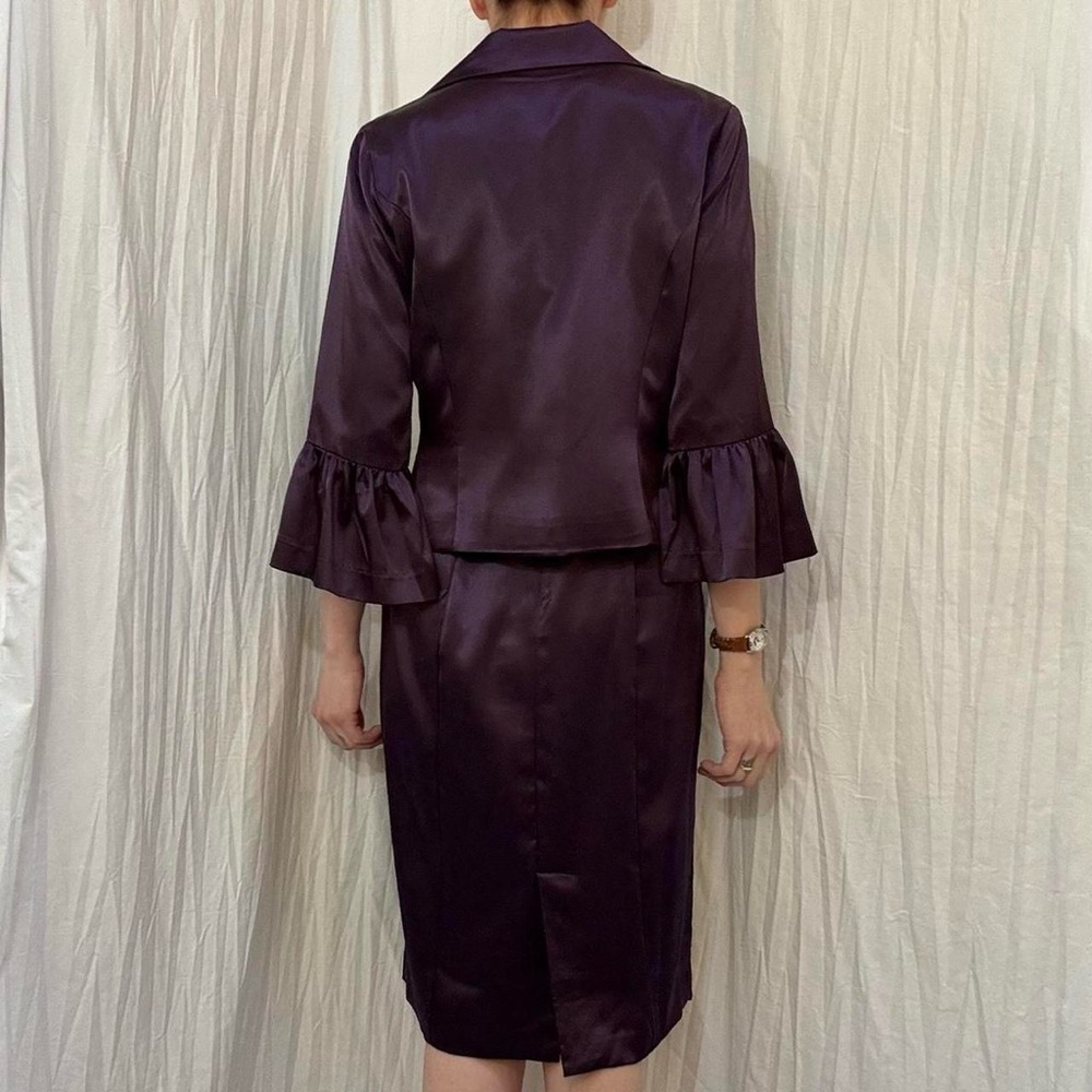 Deep Purple Dress with Bell Sleeve Jacket by‎ Newport News Vintage 90s - Picture 5 of 8